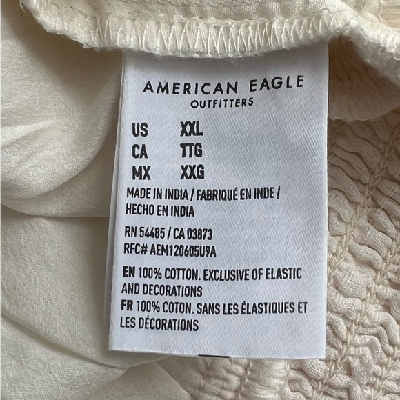 American Eagle Outfitters Lace Trim Puff Sleeve Cream Top in XXL - Picture 8 of 12